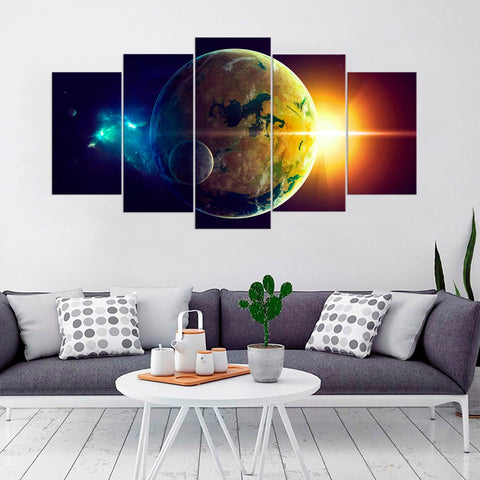 Earth and Sun from Space Milky Way Wall Art Canvas Printing Decor