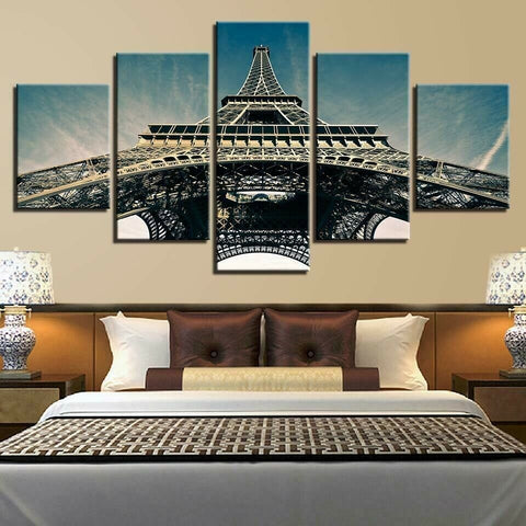 Eiffel Tower Paris Blue Sky Poster Wall Art Canvas Printing Decor