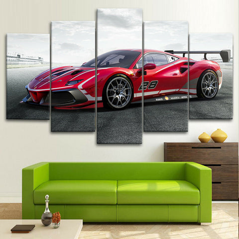 Ferrari 488 Evo Racing Car Wall Art Canvas Printing Decor