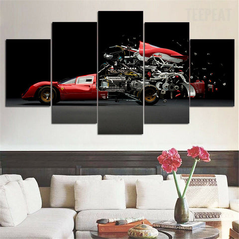 Ferrari Anatomy Sport Car engineering Wall Art Canvas Printing Decor