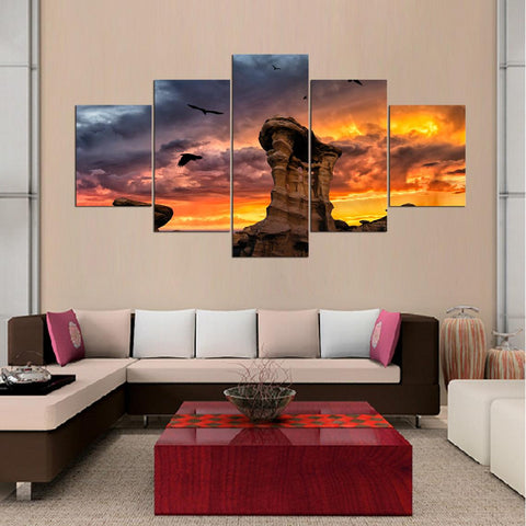 Fire In The Sky Sunset Stone Nature Scenery Wall Art Canvas Printing Decor