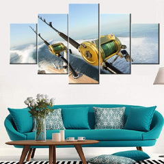 Fishing Rod and Reel Wall Art Canvas Printing Decor