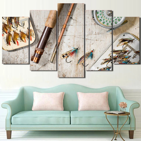 Fly Fishing Beach Wood Style Wall Art Canvas Printing Decor