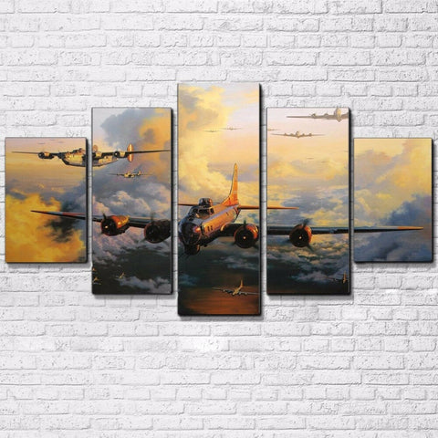 Flying Aircraft Carrier Vintage Wall Art Canvas Printing Decor