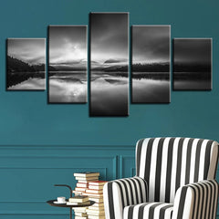 Forest Lake Landscape Black and White Wall Art Canvas Printing Decor