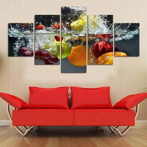 Fruits in Water Splash Wall Art Canvas Printing Decor
