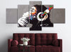 Image of Funny Monkey with Headphone Wall Art Canvas Printing Decor