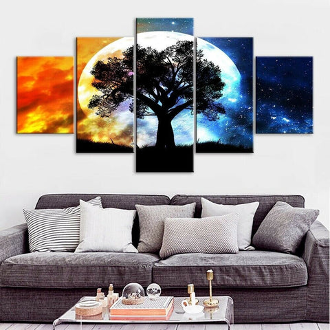 Giant Black Tree Full Moon Wall Art Canvas Printing Decor