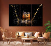 Image of Glass of Whiskey with Splash Wall Art Canvas Printing Decor-3Panels