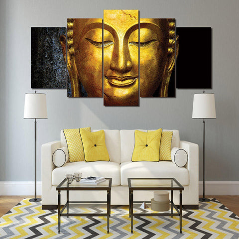 Golden Buddha Face Wall Art Canvas Printing Decor