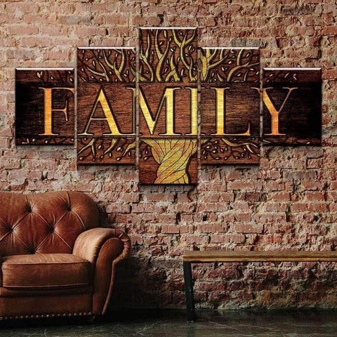 Golden Family Tree Wall Art Canvas Printing Decor