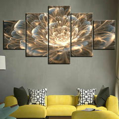 Golden Rays Fractal Flower Wall Art Canvas Printing Decor