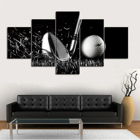 Golf Swinging Iron Shot Black and White Wall Art Canvas Printing Decor
