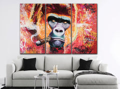 Gorilla Smoking Cigar Wall Art Canvas Printing Decor
