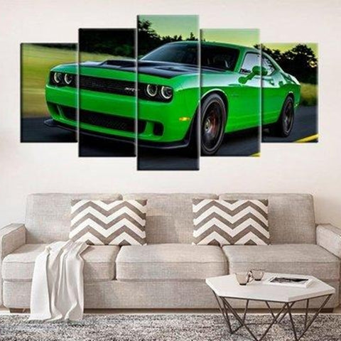 Green Dodge Challenger Muscle Car Dodge Wall Art Canvas Printing Decor