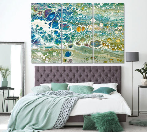 Green Marble Abstract Wall Art Canvas Printing Decor-3Panels