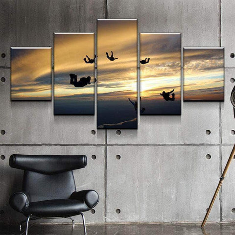 Group Skydiver Freedom in the Sky Wall Art Canvas Printing Decor