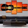 Image of Guitar Island Tree Lake Sunset Reflection Wall Art Canvas Printing Decor