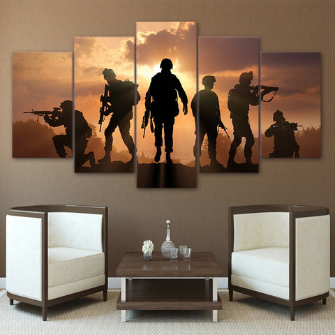 US Army Military Soldiers Battlefield Sunset Wall Art Canvas Printing - BlueArtDecor