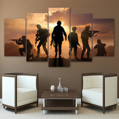 US Army Military Soldiers Battlefield Sunset Wall Art Canvas Printing