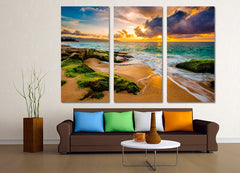Hawaii Beach Golden Sunset Wall Art Canvas Printing Decor