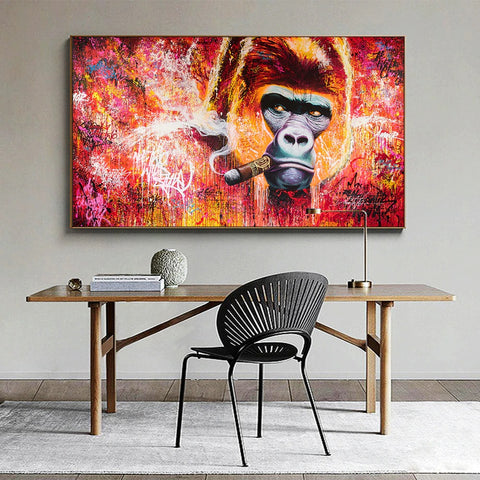 Gorilla Smoking a Cigar Wall Art Decor Canvas Printing