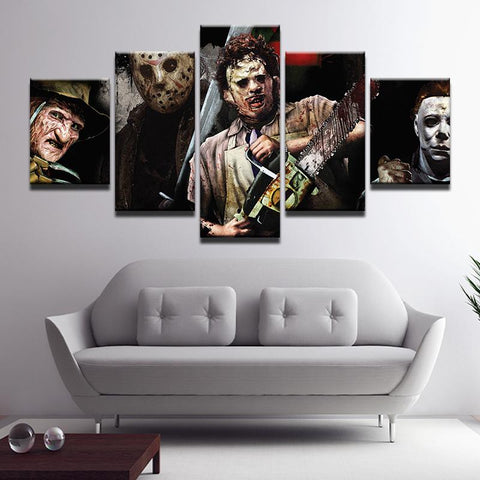 Horror Movie Characters Freddie Jason Michael Myers Wall Art Canvas Printing Decor