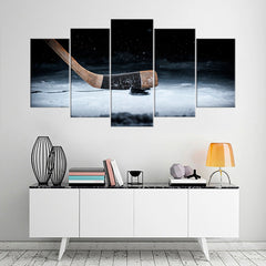 Ice Hockey Stick and Puck Wall Art Canvas Printing Decor