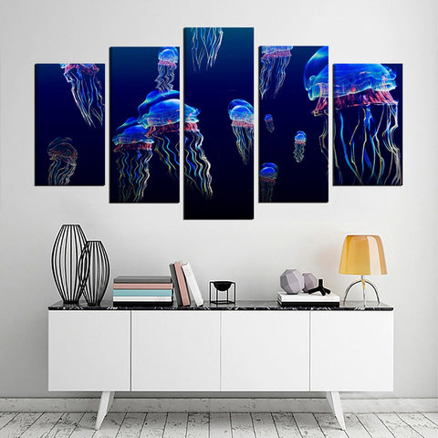 Jellyfish Vivid Abstract Underwater Ocean Wall Art Canvas Printing Decor
