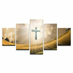 Jesus Light Cross Religious Wall Art Canvas Printing Decor