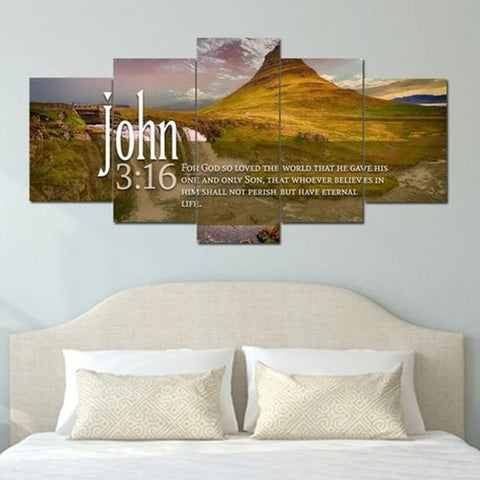 John 3-16 Bible Verse Christian Landscape Wall Art Canvas Printing Decor