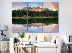 Lago Di Carezza Italy Alpine Lake Wall Art Canvas Printing Decor