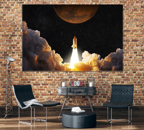 Launching Spacecraft Shuttle Wall Art Decor Canvas Printing-1Panel