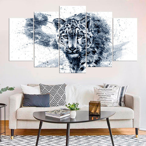 Leopard Watercolor Black and White Animals Wall Art Canvas Printing