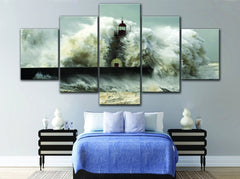 Lighthouse in Heavy Storm Wall Art Canvas Printing Decor