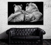 Image of Lion Family in Black And White Wall Art Decor Canvas Printing-1Panel