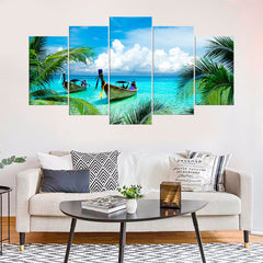 Long Tail Boats Ocean Tropical Beach Wall Art Canvas Printing Decor