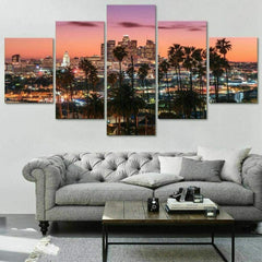 Los Angeles City Landscape Palm Tree Wall Art Canvas Printing Decor