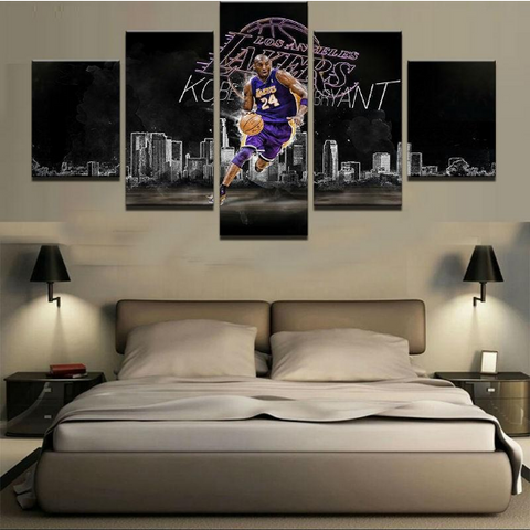 Los Angeles Lakers Kobe Bryant Wall Art Canvas Printing - 5 Panels