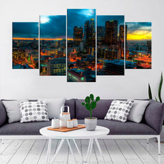 Los Angeles Sunset Cityscape Wall Art Canvas Printing Decor