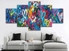 Image of Love Colorful Hearts Graffiti Wall Art Canvas Printing Decor