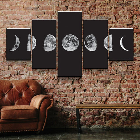 Lunar Cycles Full-Crescent Moon Wall Art Canvas Printing Decor
