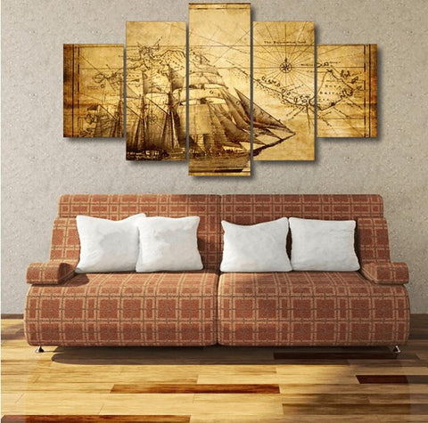 Map Ancient Navigator Sailing Wall Art Canvas Printing Decor