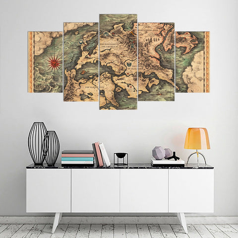 Map Game of Thrones Ice and Fire Westeros Wall Art Canvas Printing Decor