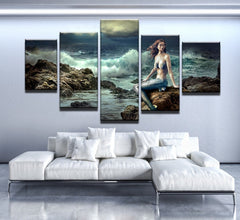 Mermaid Mystical on the Beach Wall Art Canvas Printing Decor