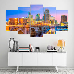 Minnesota Minneapolis Downtown Skyline Wall Art Canvas Printing Decor