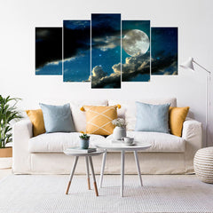 Moon Earth from Space Milky Way Wall Art Canvas Printing Decor