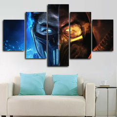 Mortal Kombat Subzero & Scorpion Face Wall Art Canvas Printing Decor
