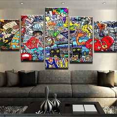 Music Love Graffiti Wall Art Canvas Printing Decor