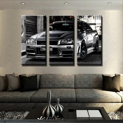 Nissan Skyline Car Black-White Wall Art Canvas Printing Decor